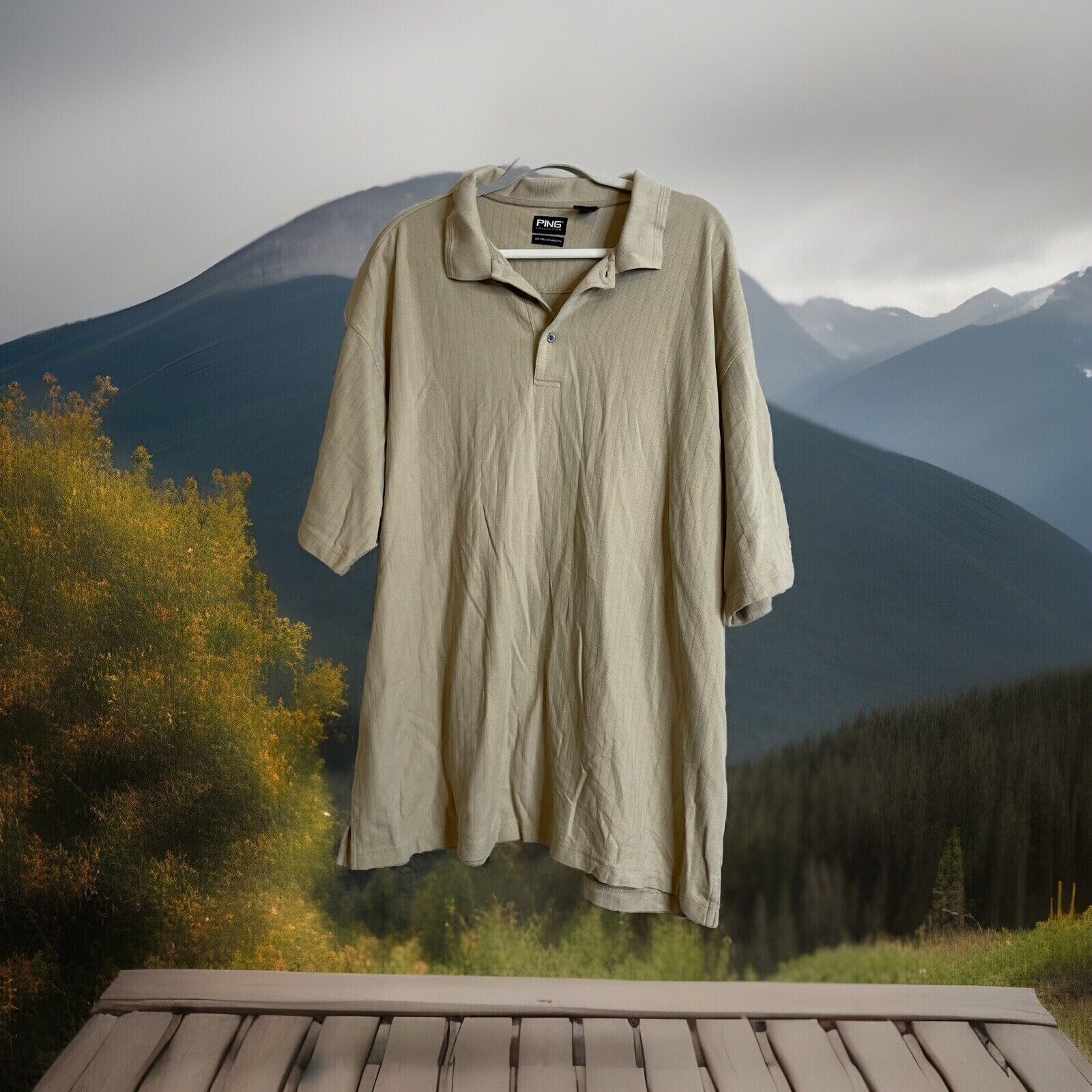 Ping Mens Tan Beige Short Sleeve Polo Golf Shirt Size Xxl